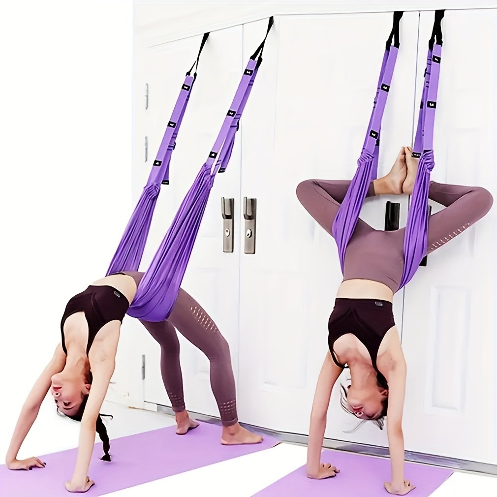Yoga Stretch Strap for Back, Waist & Leg Flexibility Training – Anti-Gravity Inversion & Split Training Band (Pink)