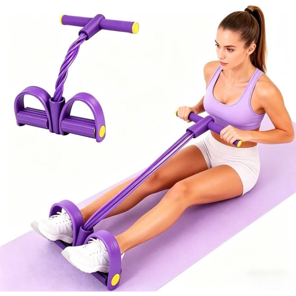Multifunction Yoga Pedal Puller Resistance Band – Full Body Stretching & Slimming Trainer (Purple)