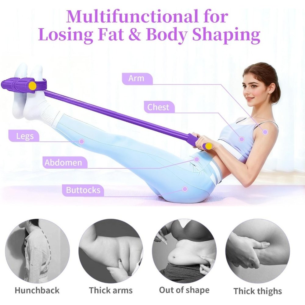 Multifunction Yoga Pedal Puller Resistance Band – Full Body Stretching & Slimming Trainer (Purple)