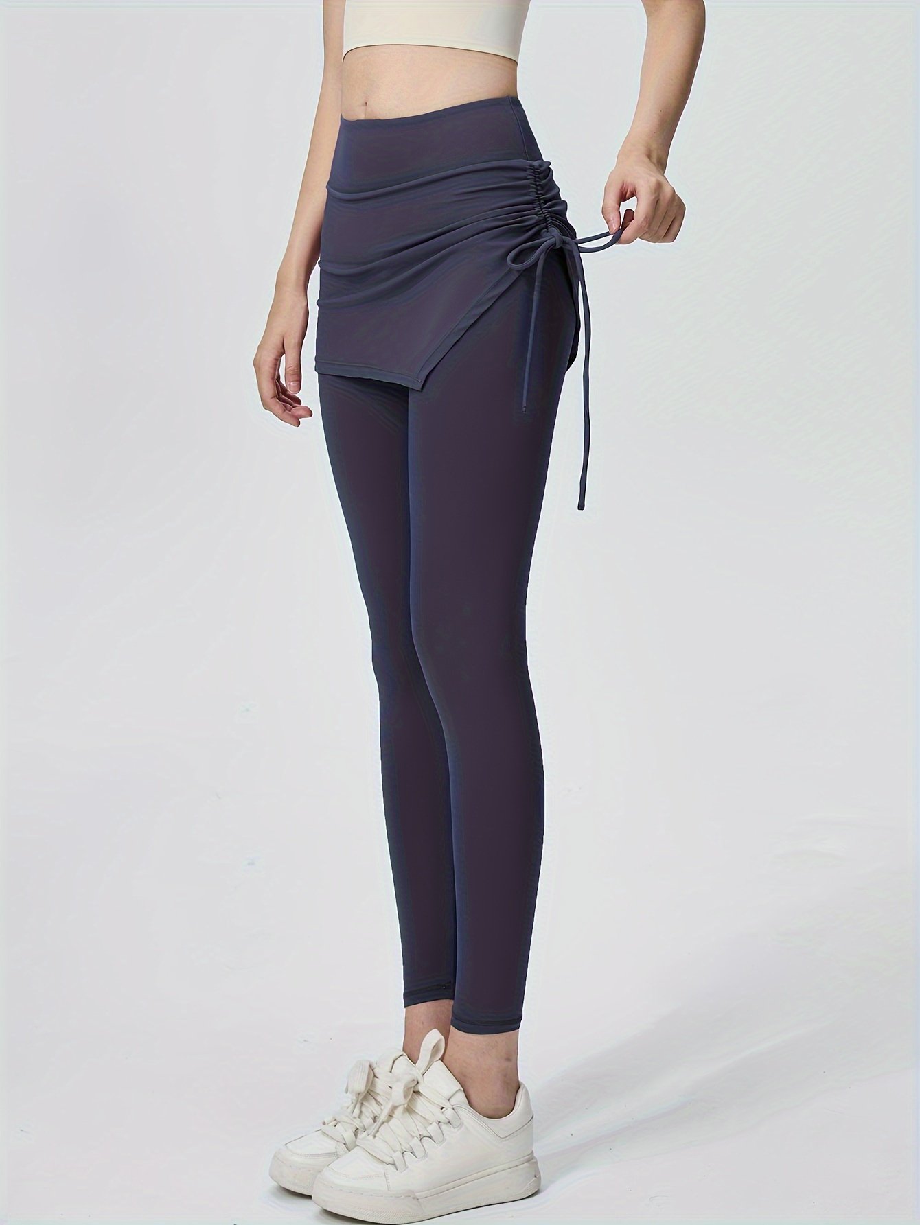 Women's High-Waist Tummy Control Yoga Leggings – European Style Fitness Pants (Titanium Grey)