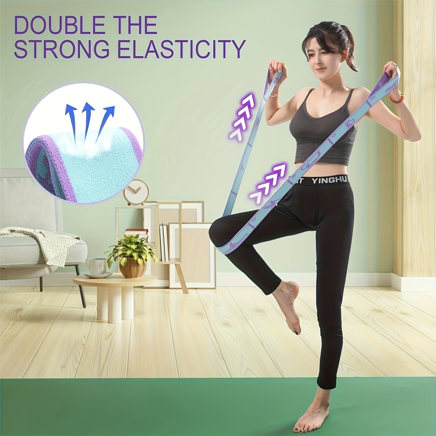 Eight-Grid Numbered Yoga Resistance Band – Stretching & Strength Training Band (Purple)