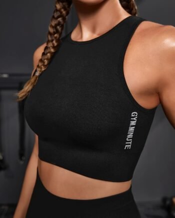 Women's Seamless Yoga Sports Bra – Sleeveless Round Neck Workout Top
