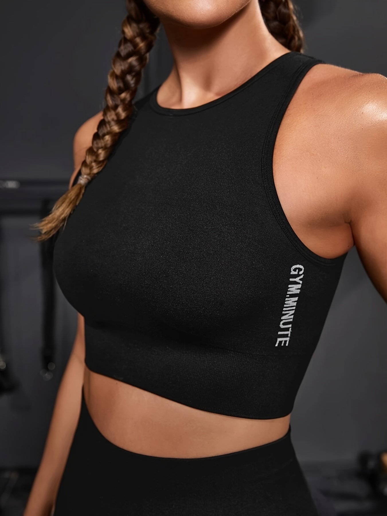 Women's Seamless Yoga Sports Bra – Sleeveless Round Neck Workout Top