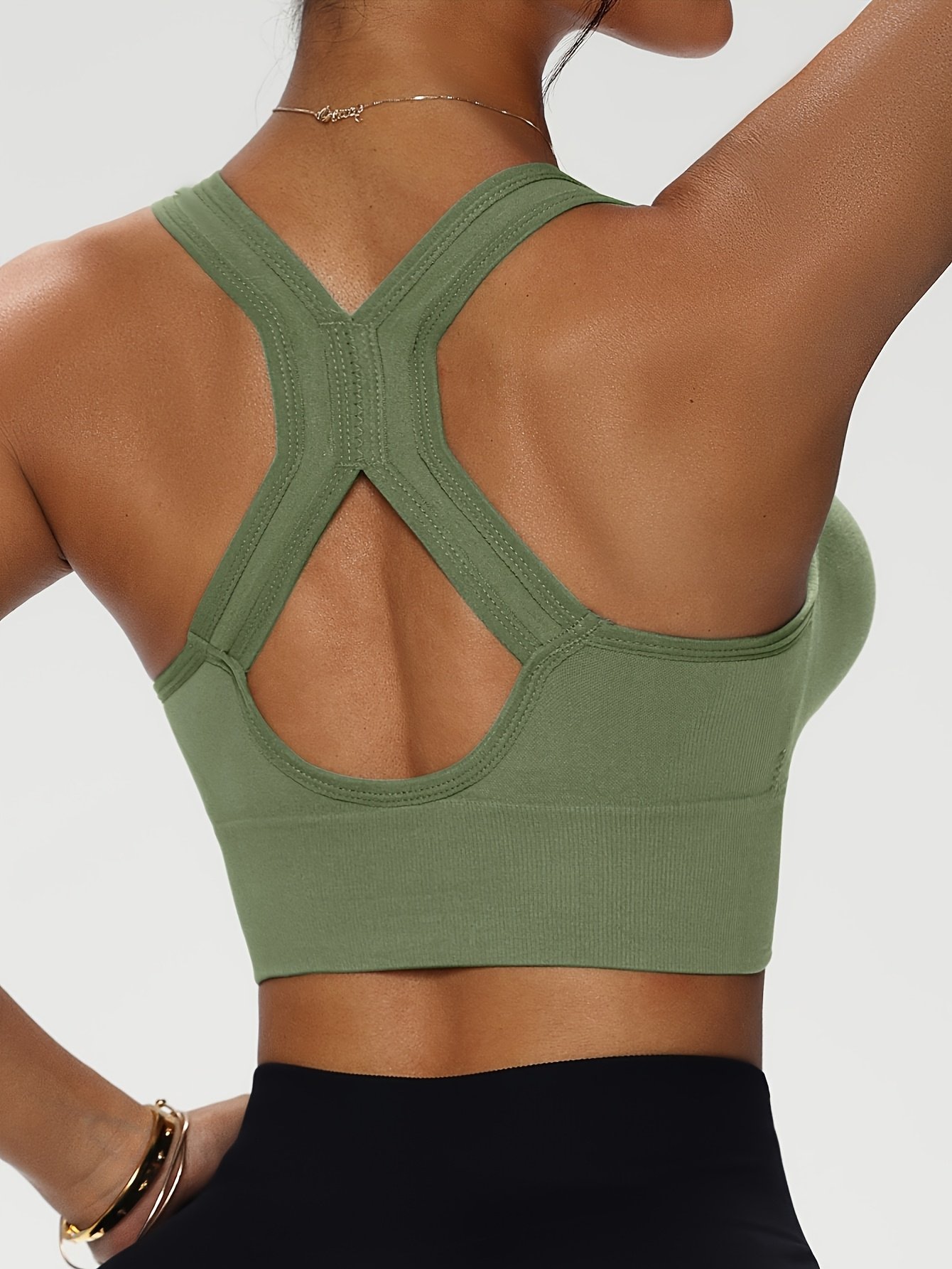Cross-Back Sports Bra – Comfortable Support & Shaping Activewear Bra (Light Green)