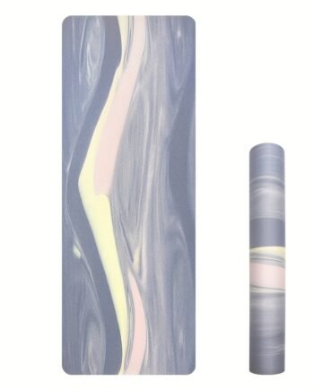 5mm Thick Non-Slip Yoga Mat – Marble & Stripe Design Exercise Mat (Purple)