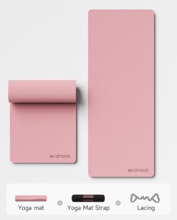 TPE Yoga Mat 3-Piece Set – Extra Large Non-Slip Fitness Exercise Mat (Pink)