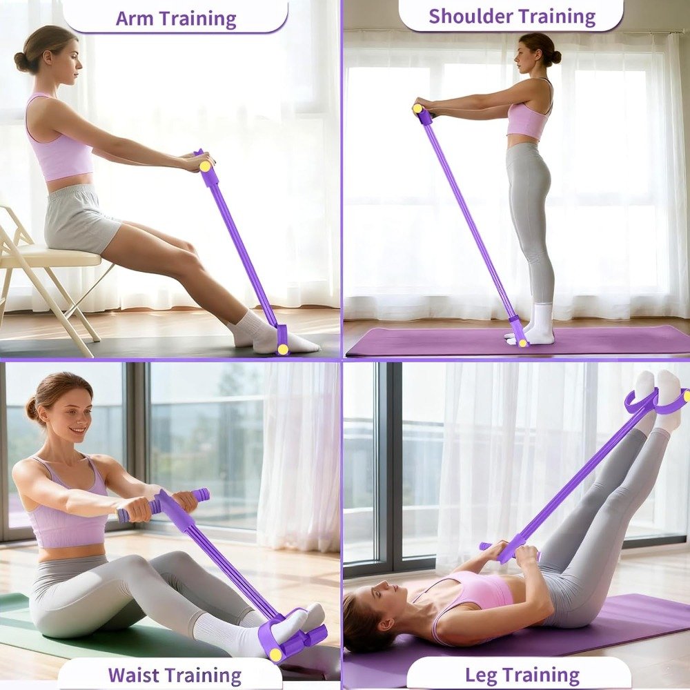 Multifunction Yoga Pedal Puller Resistance Band – Full Body Stretching & Slimming Trainer (Purple)