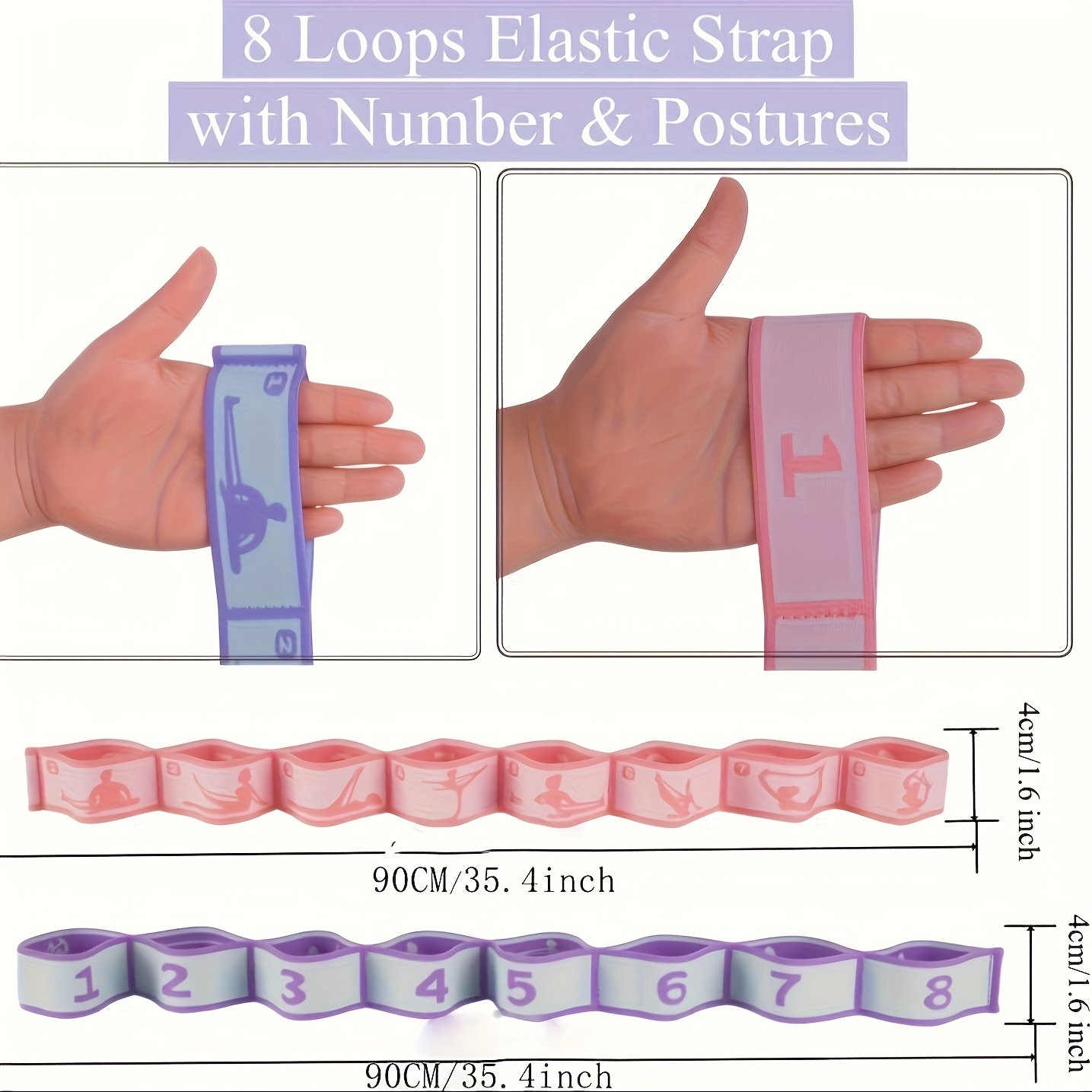 Eight-Grid Numbered Yoga Resistance Band – Stretching & Strength Training Band (Purple)