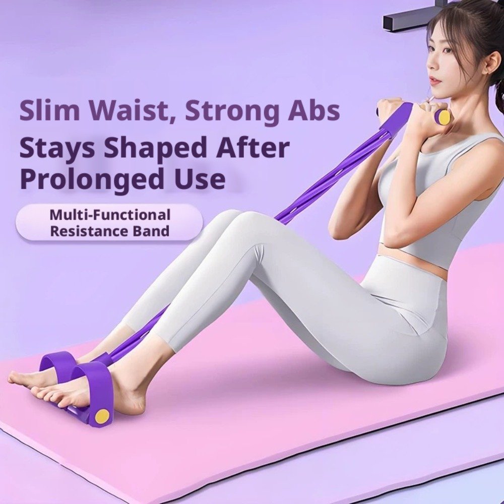 Multifunction Yoga Pedal Puller Resistance Band – Full Body Stretching & Slimming Trainer (Purple)
