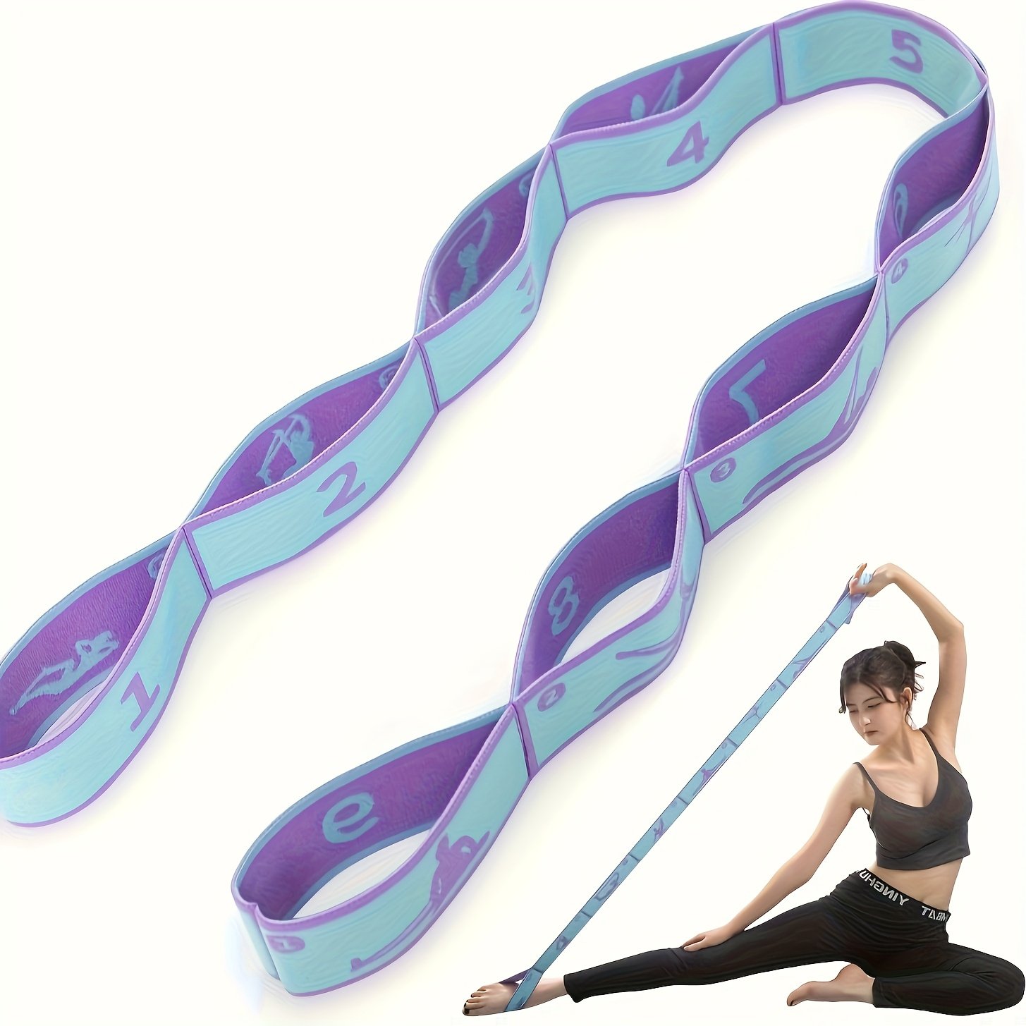 Eight-Grid Numbered Yoga Resistance Band – Stretching & Strength Training Band (Purple)