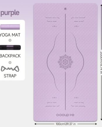 Oooup TPE Yoga Mat with Carry Backpack – Non-Slip Fitness & Yoga Mat (Purple)