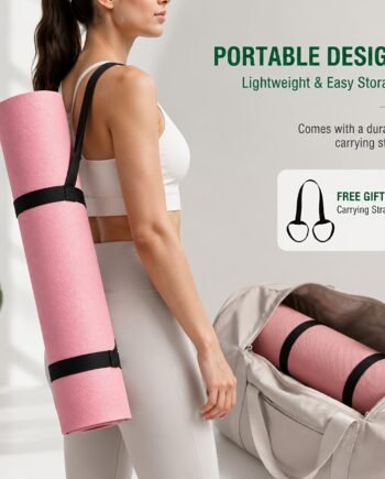 Foldable Non-Slip Yoga Mat – Lightweight Portable Exercise Mat (Pink)