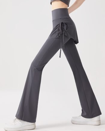 Women's Flared Yoga Leggings – High-Stretch Figure-Flattering Activewear Pants (Grey)